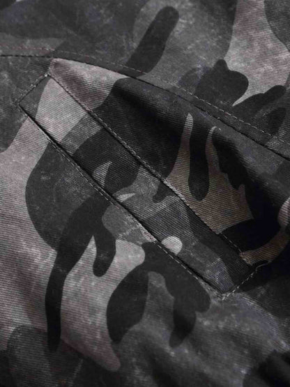 Vintage Camo Faux Fur Hood Padded Bomber Jacket 