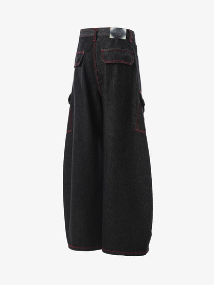 High-Waisted Wide-Leg Cargo Pants with Unique Pocket Design 