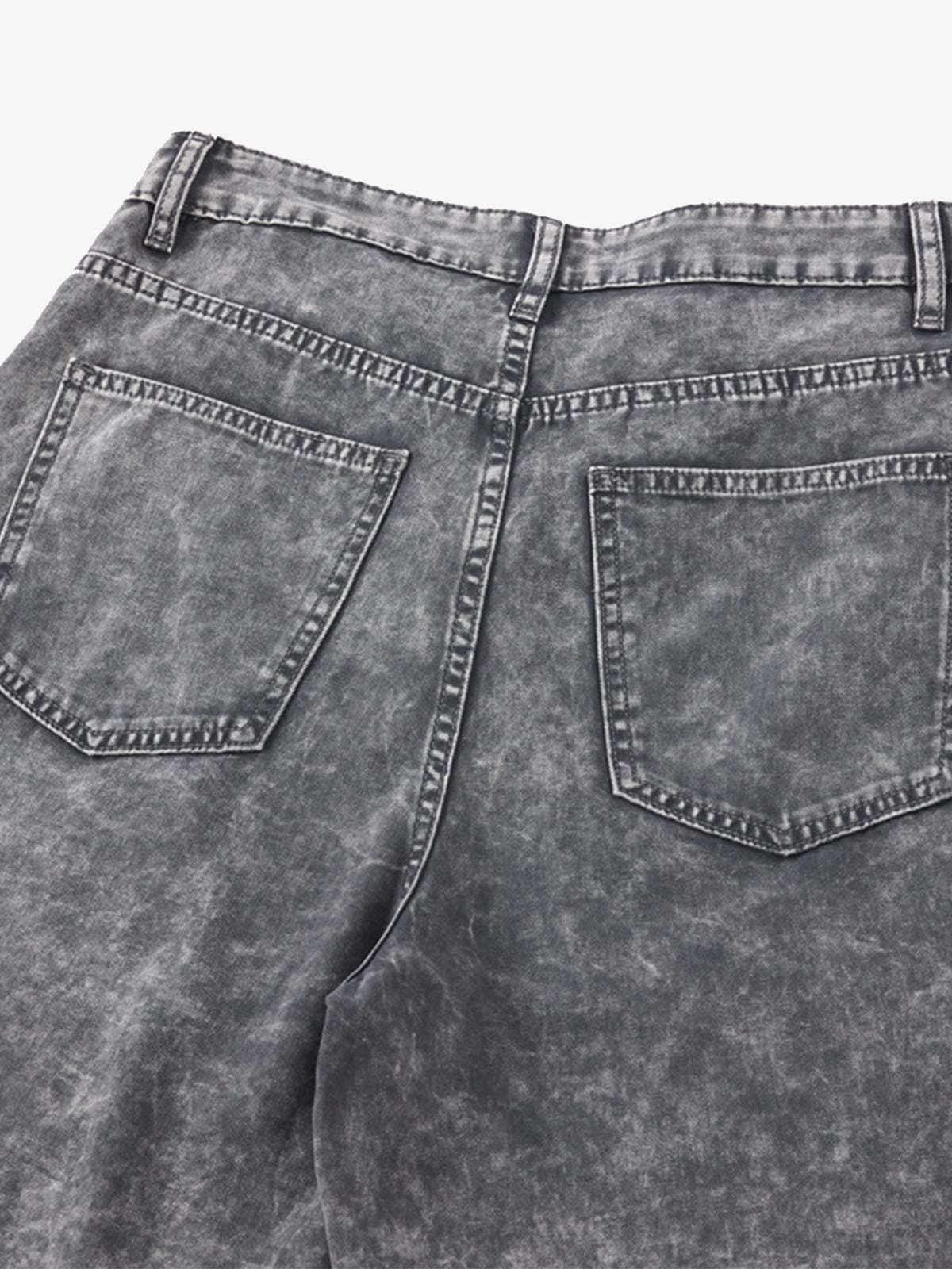 Vintage Acid-Washed Multi-Pocket Wide-Leg Cargo Barrel Jeans