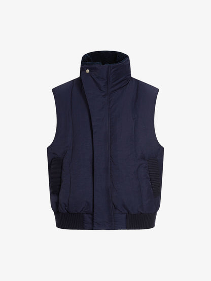 Street High-Neck Asymmetrical Placket Cotton Vest
