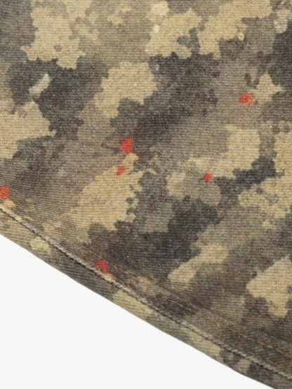 Layered Waist Camo Chain Detail Wide Leg Jeans