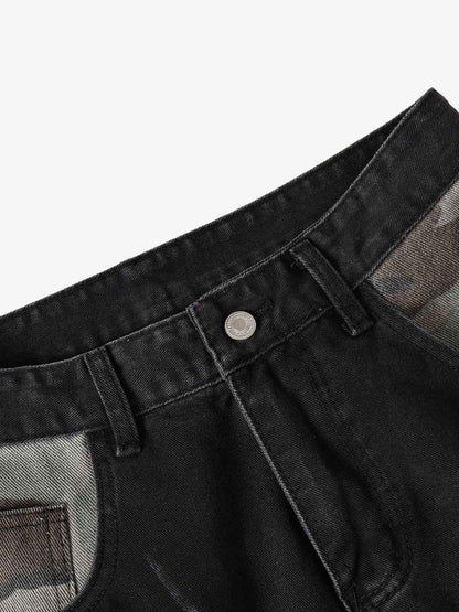 Butterfly Spray Graphic Camo Pocket Barrel Jeans