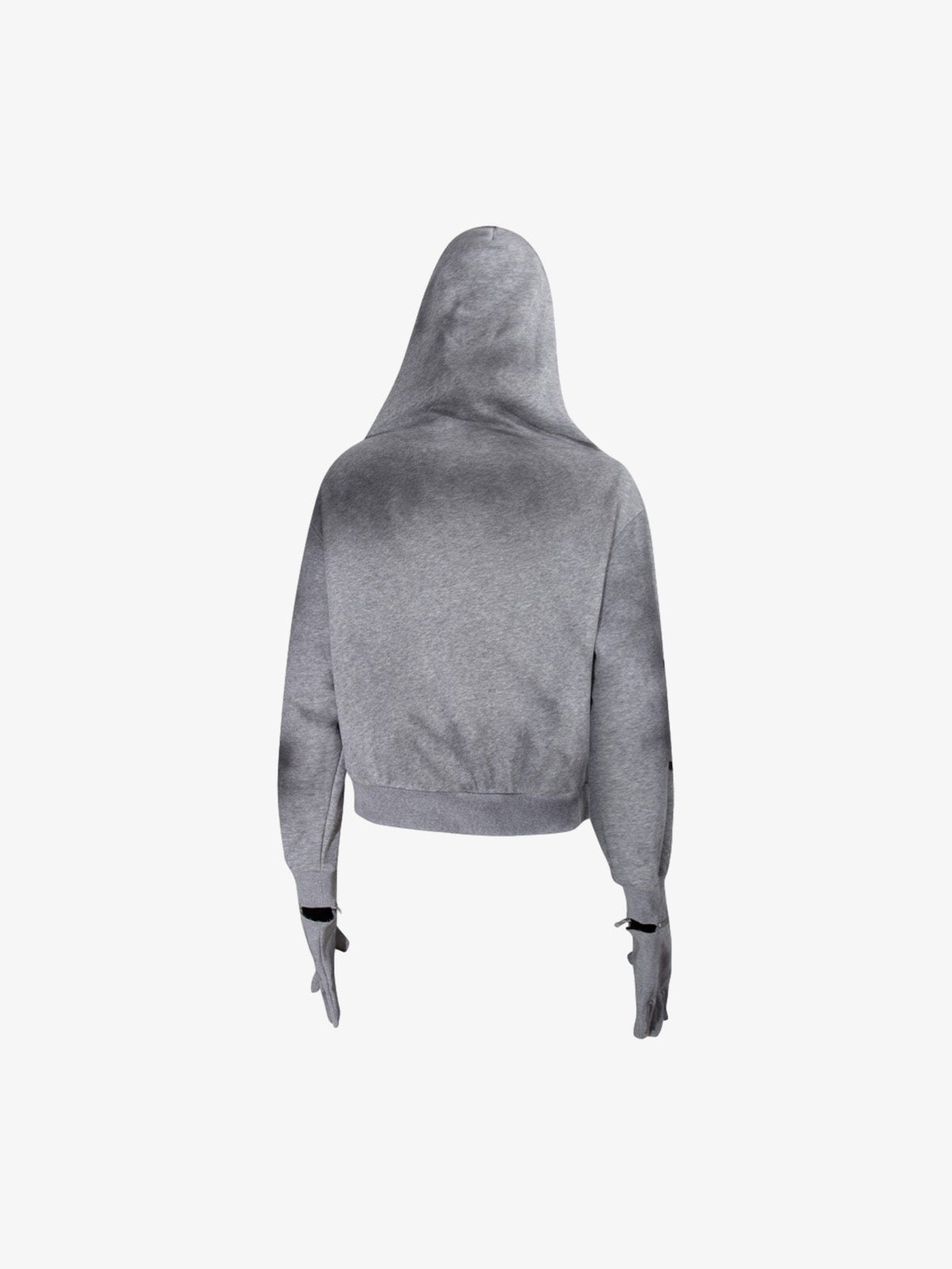 Cotton Blend Hooded Zip-Up Costume Jacket with Eye Holes and Gloves, Gothic Horror Style Full Coverage Hoodie for Cosplay and Halloween 