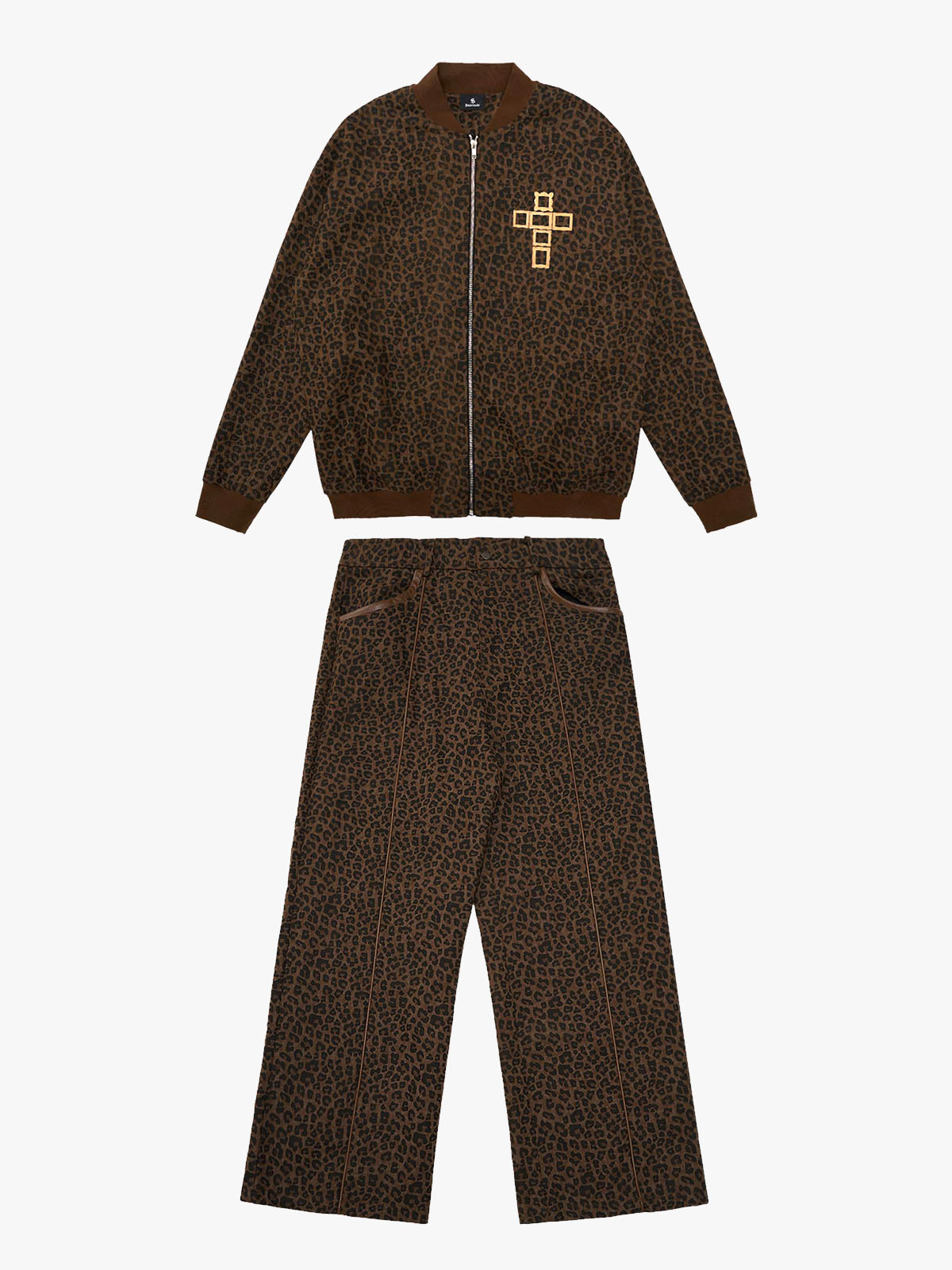 SUPM Letter Graffiti Cross Frame Leopard Print Set 