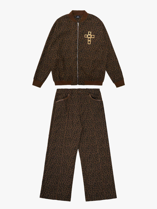 SUPM Letter Graffiti Cross Frame Leopard Print Set 