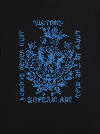 Cotton Graphic Print T-Shirt with Victory Legend Design 