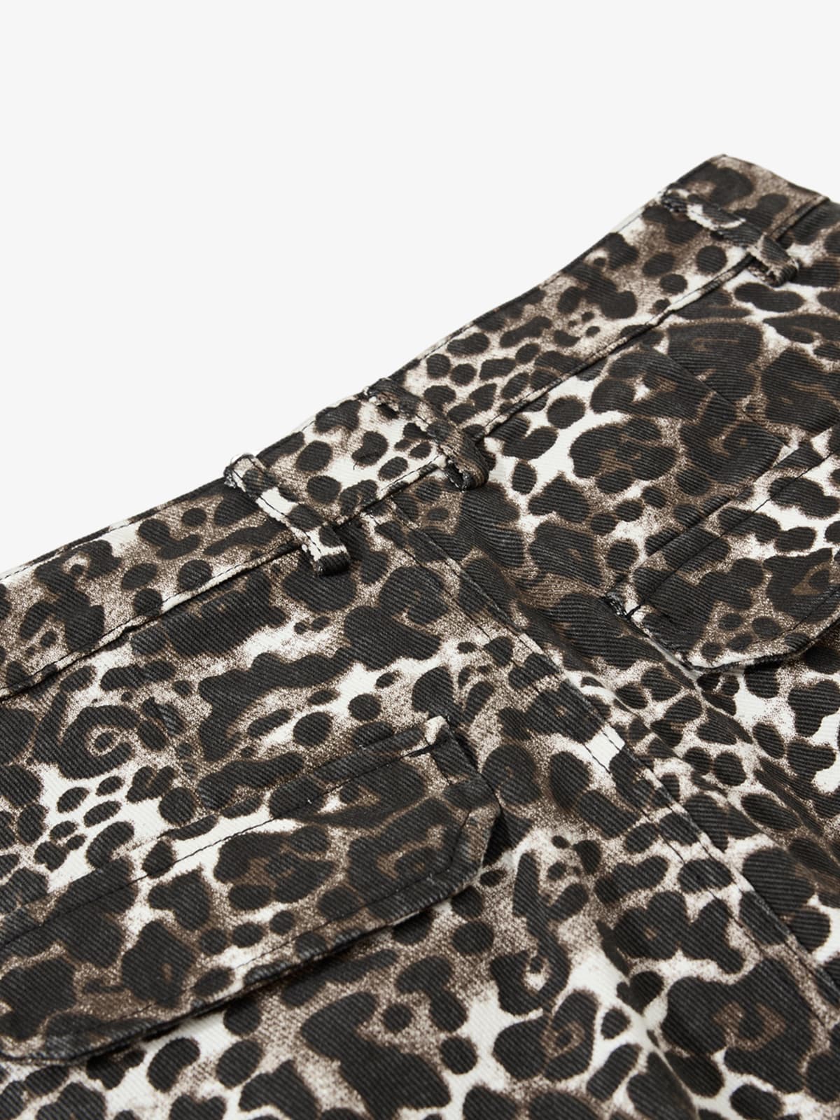 Cotton Leopard Print Wide Leg Cargo Pants for Women High Waist Fashion Casual Trousers?