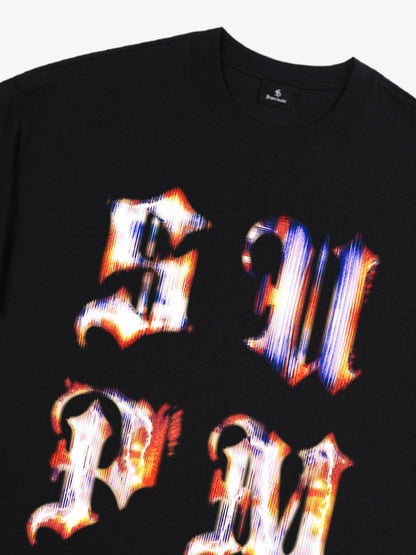 Cotton Logo Letter Design Short-Sleeve T-Shirt - Features Retro Digital Glitch Letter Print, Unisex?