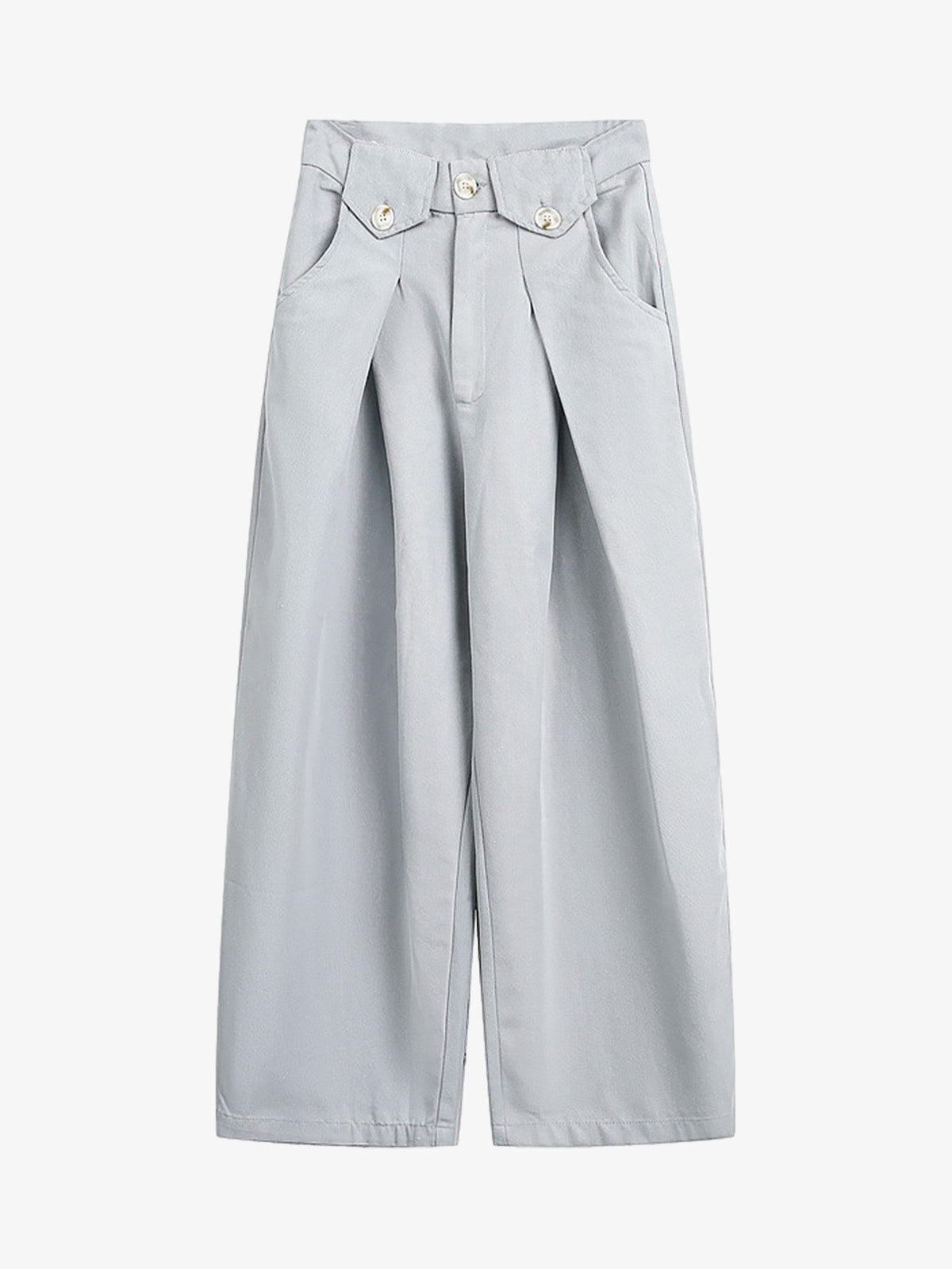 Stylish High-Waisted Wide Leg Trousers with Button Detail for Women 