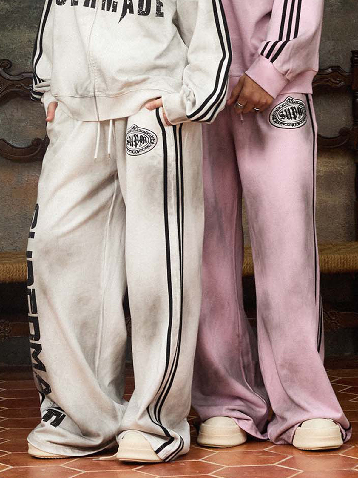 Supermade Vintage Distressed NO.3 Stand Collar Tracksuit 