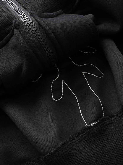 Cotton Blend Zip-Up Hoodie with Pocket Details for Men and Women 