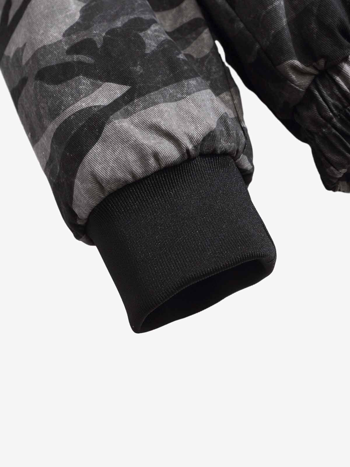 Vintage Camo Faux Fur Hood Padded Bomber Jacket 