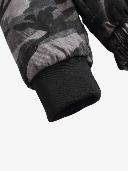 Vintage Camo Faux Fur Hood Padded Bomber Jacket 