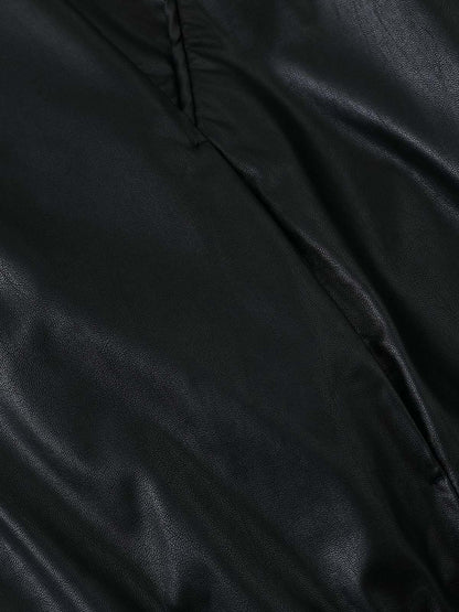 Stylish Black Puffer Jacket with High Neck and Bubble Sleeves for Women 