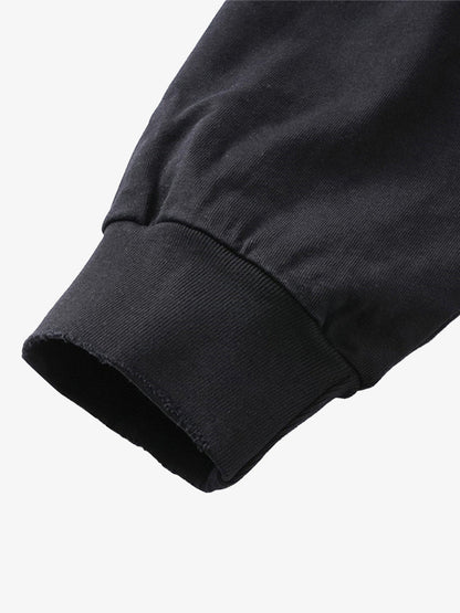 Cotton Long Sleeve Graphic Tee with Distressed 07 Print and NYC Sleeve Detail 