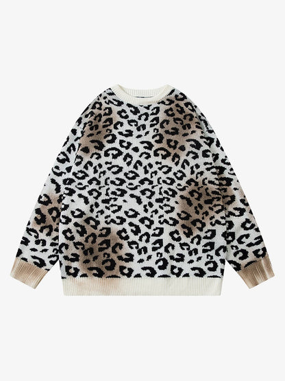 Leopard Print Knit Sweater for Women - Trendy and Cozy Fall/Winter Style 