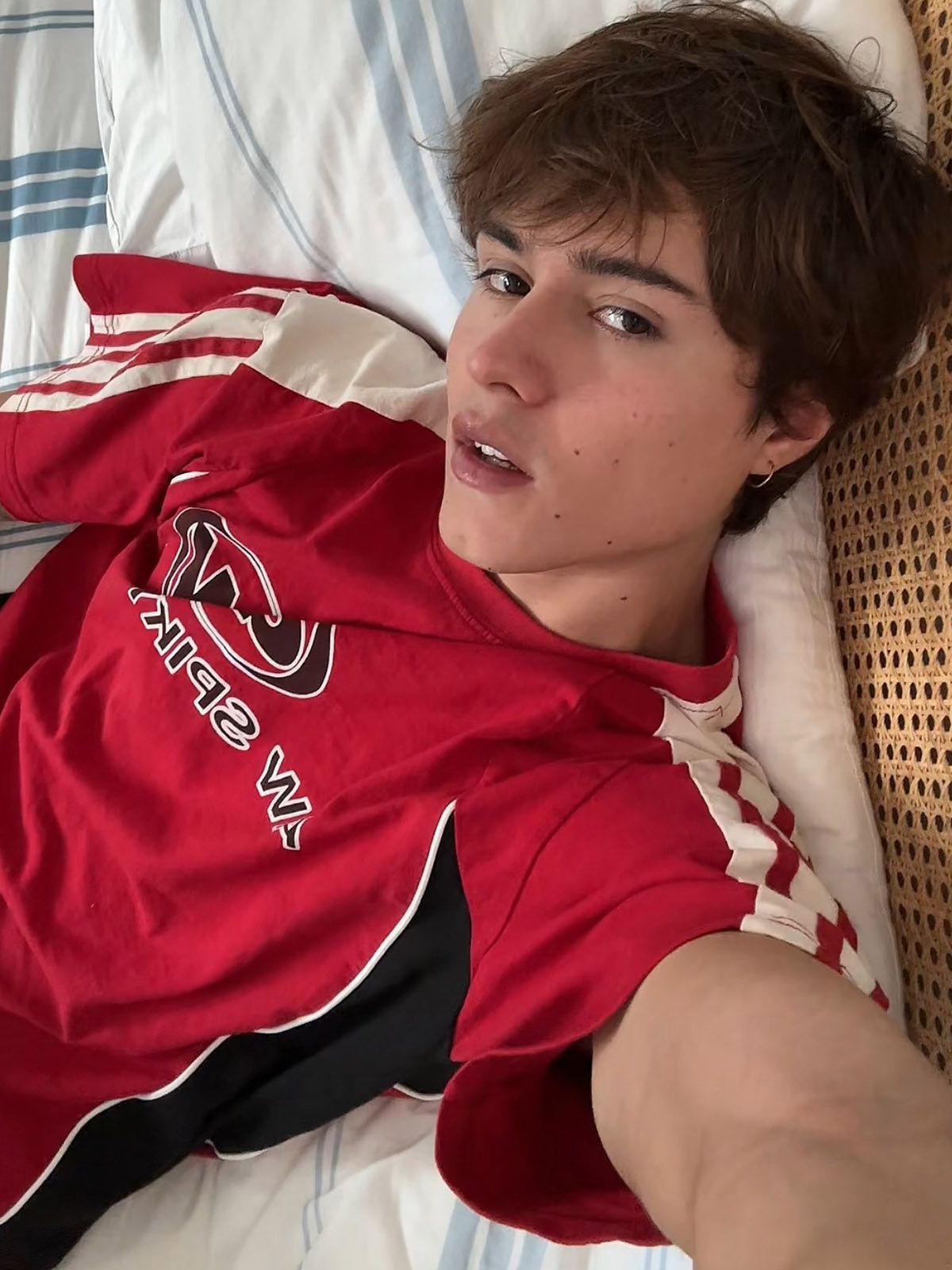 Color-Blocked Strip Racing T-shirt - 2076 