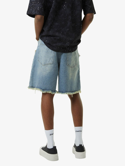 Thesupermade Retro Stitching Diamonds Embroidery Shorts 