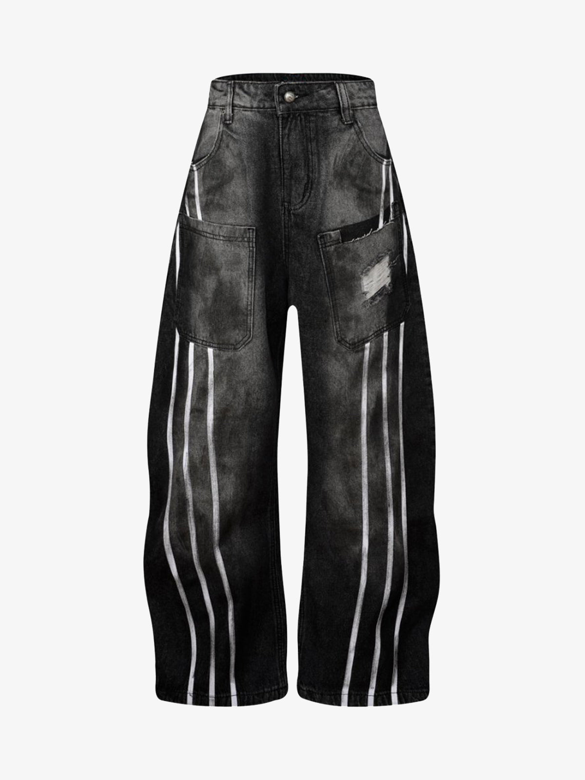 Street Stripe Dirty Dye Barrel Jeans 