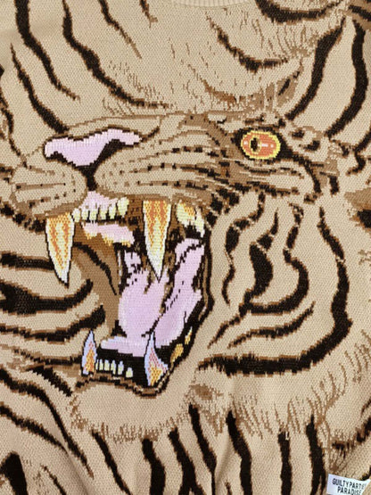Tiger Crew Neck Knitted Sweater 