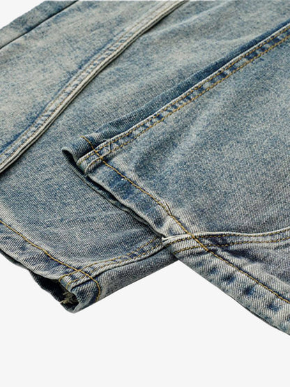 Washed Distressed Deconstructed Split Barrel Jeans - 2359 