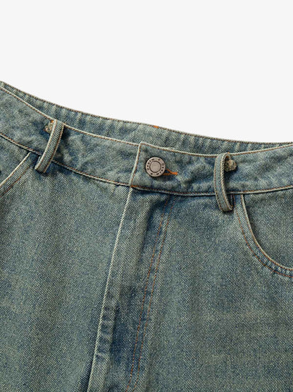 Gradient Washed Raw Edge Jorts 