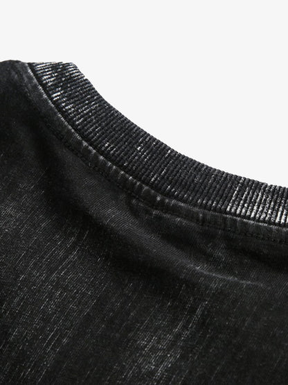 Distressed Embroidered Letter T-Shirt 