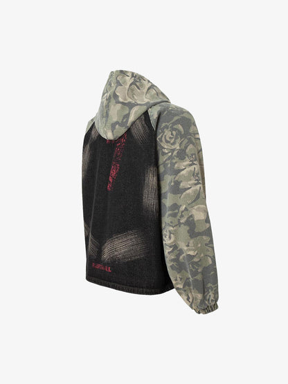 Graffiti Camouflage Patchwork Hooded Jacket 
