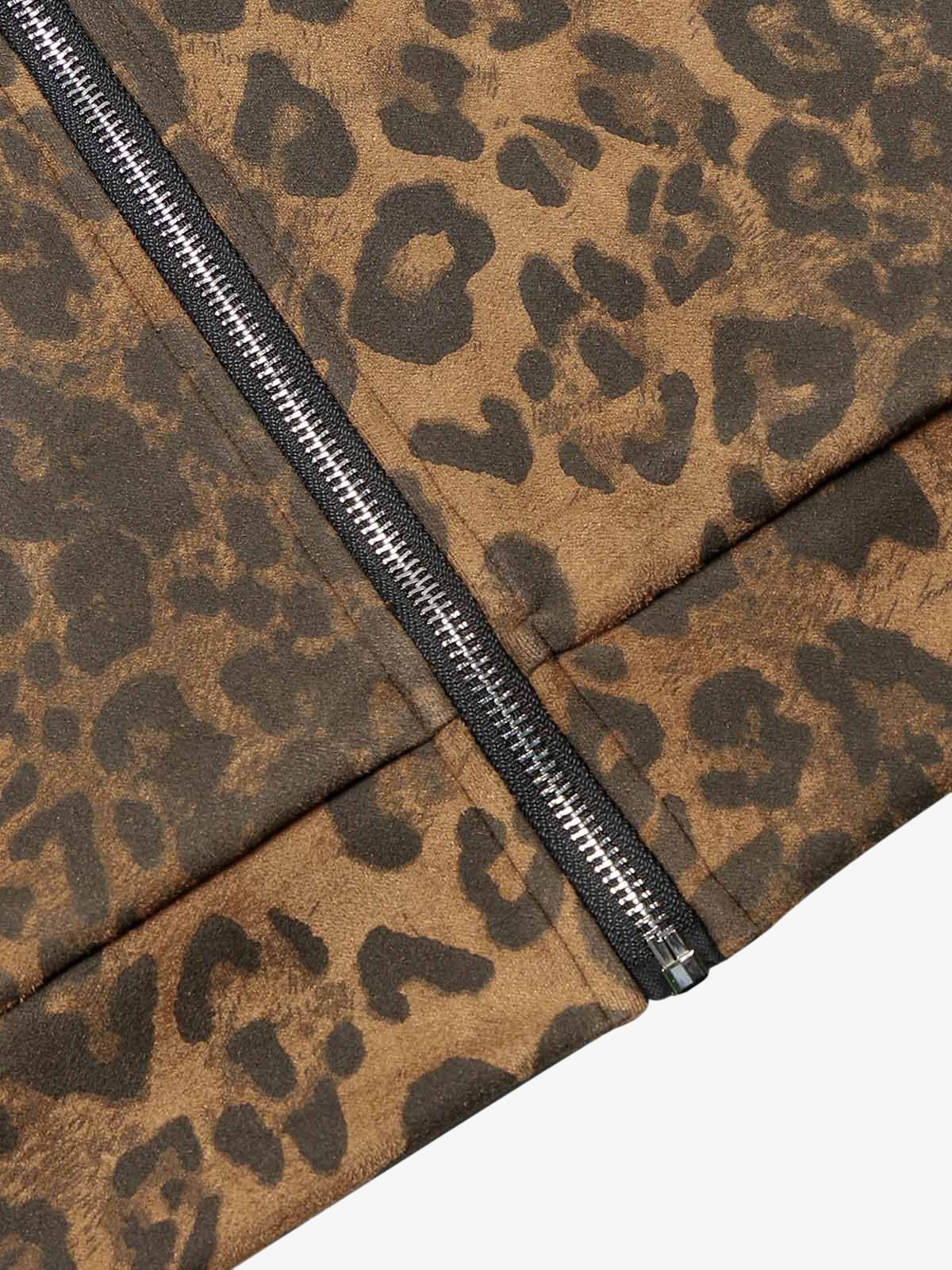 Thesupermade Cheetah Print Suede Tracksuit - 2277 
