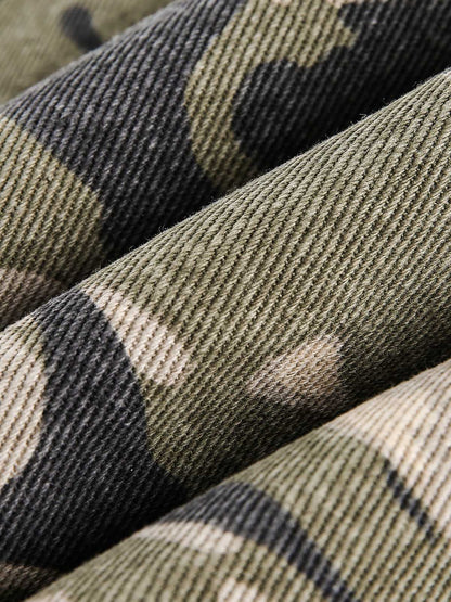 Thesupermade Camouflage Fur Hooded Jacket - 2353 