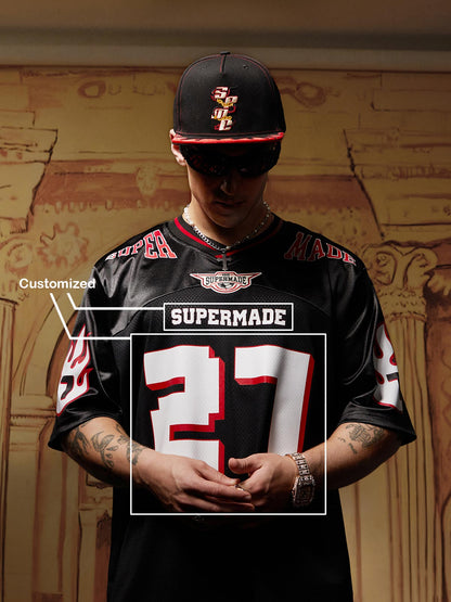 Original Flame Print Football Jersey T-Shirt 