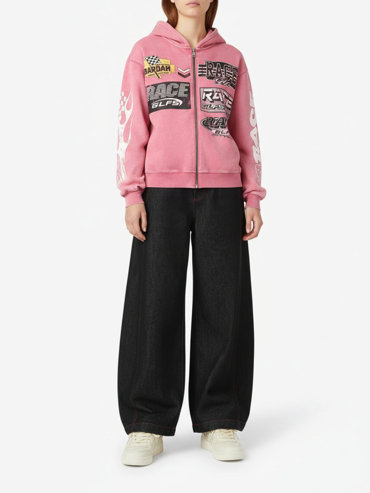 Street Culottes Red Stitching Barrel Jeans