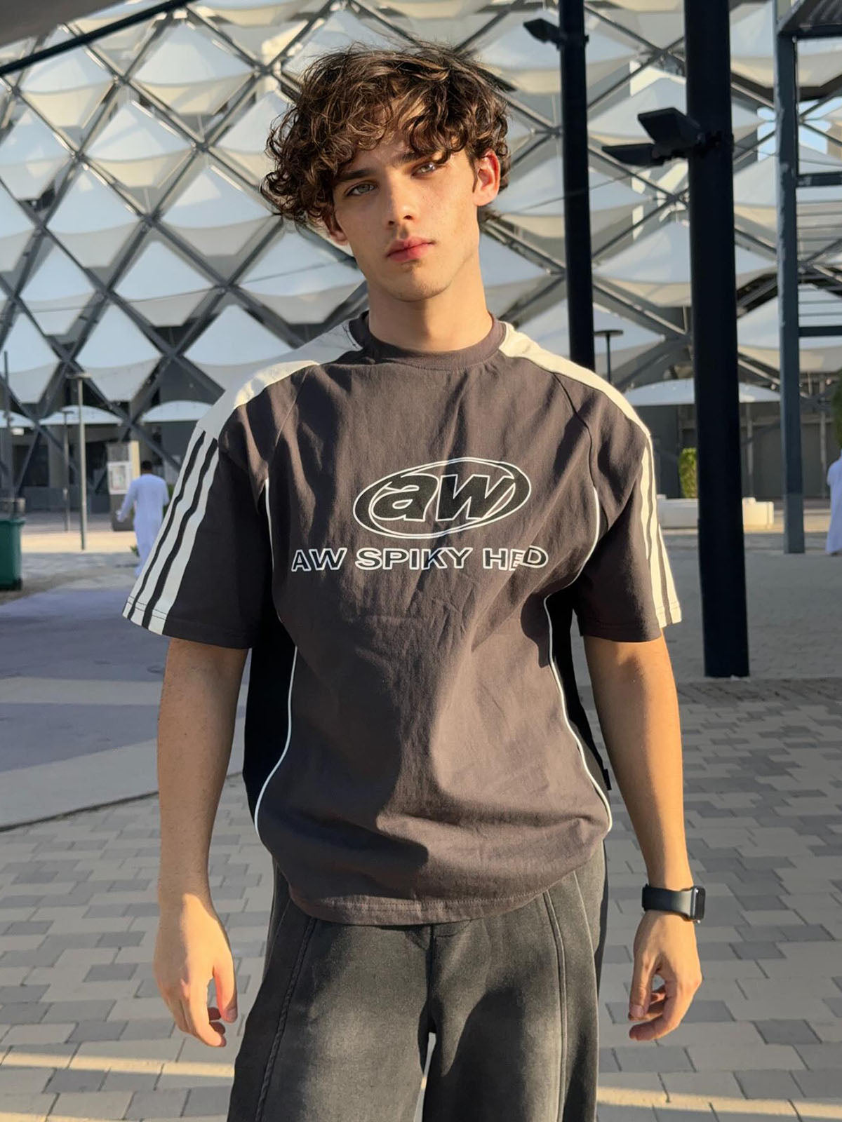 Color-Blocked Strip Racing T-shirt - 2076 