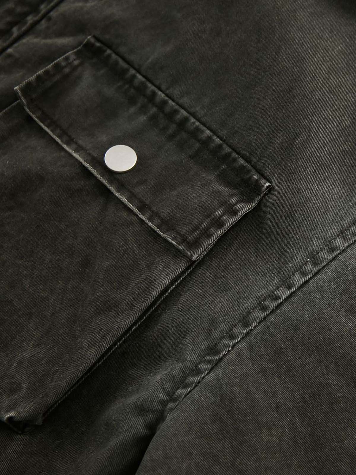 Retro Washed Distressed Multi-Pocket Work Jacket 