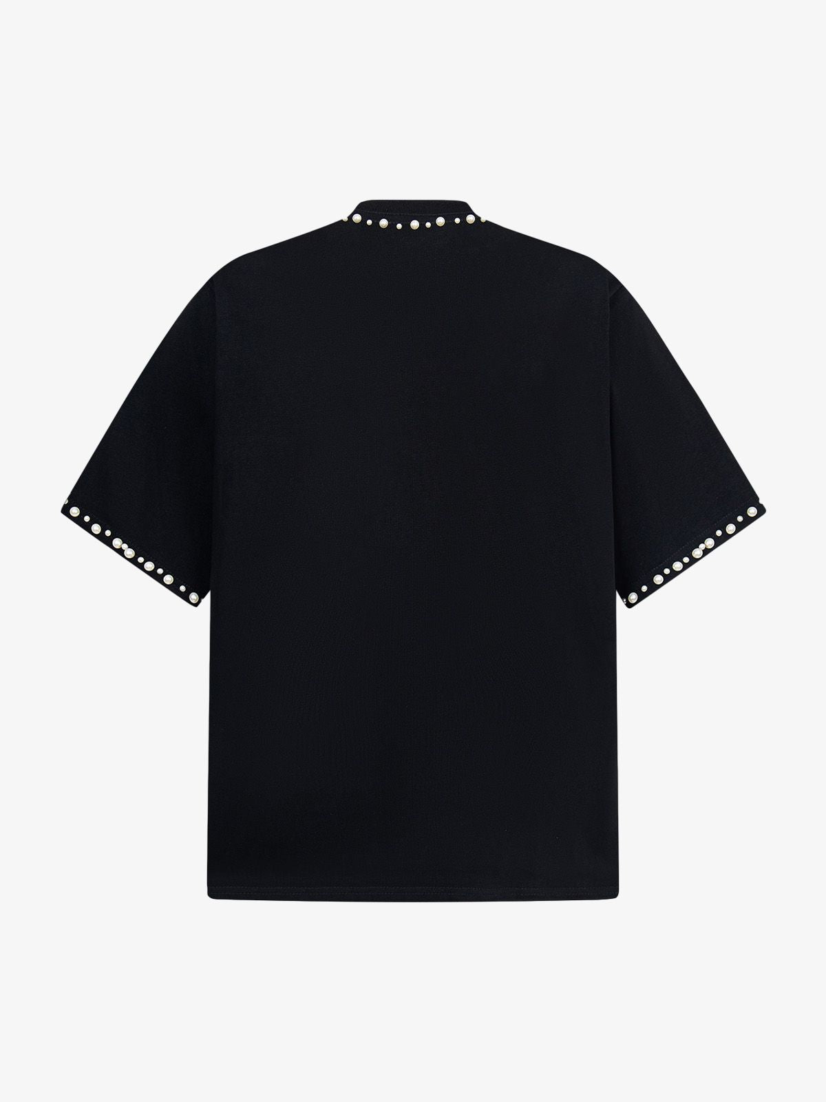 Elegant Pearl-Embellished Oversized T-Shirt 