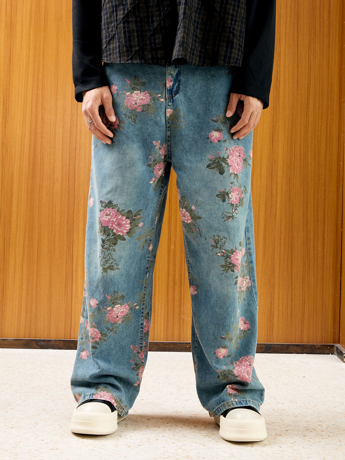 Thesupermade Floral Print Straight Jeans - 2409 