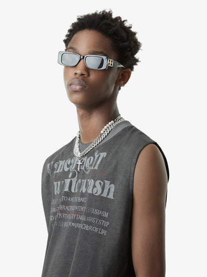 Thesupermade Heavy Worker Washed And Broken Retro Font VEST 