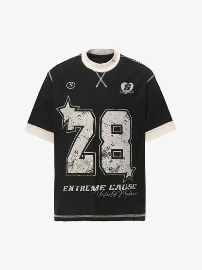 Distressed NO. 28 Jersey T-Shirt 