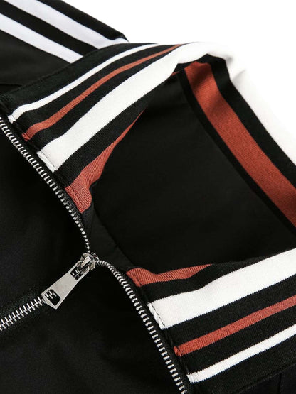 Retro Contrast Color Stitching Jersey Jacket 