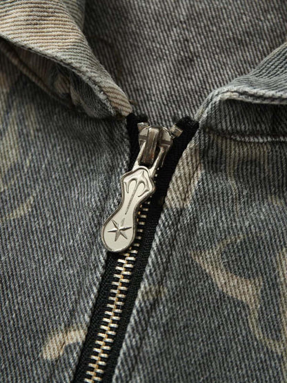 Graffiti Camouflage Patchwork Hooded Jacket 