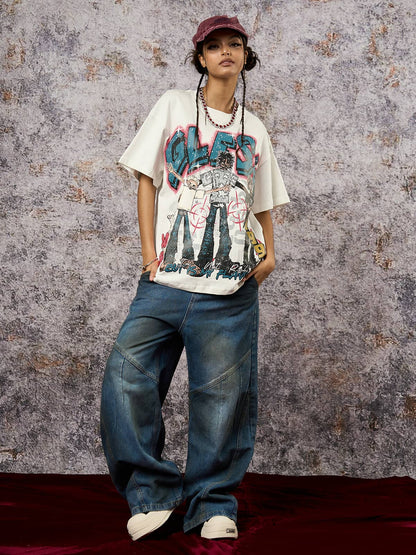 Dirty Dye Baggy Barrel Jeans 