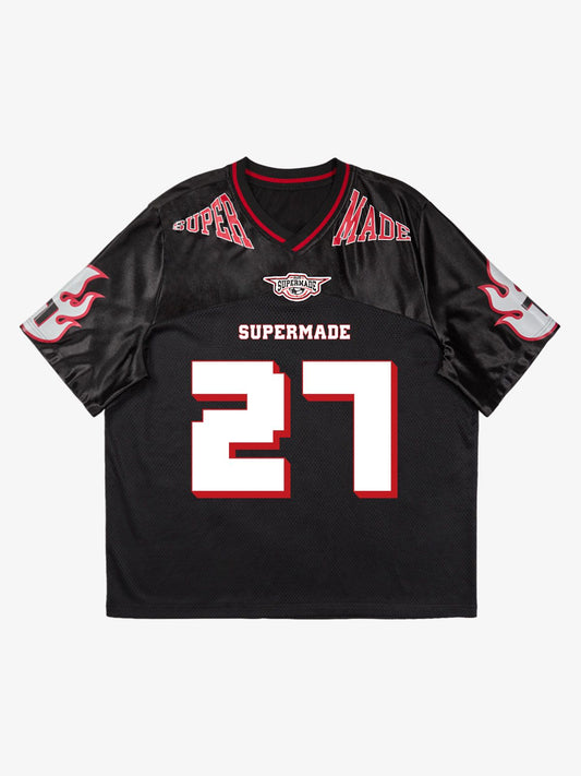 Original Flame Print Football Jersey T-Shirt 