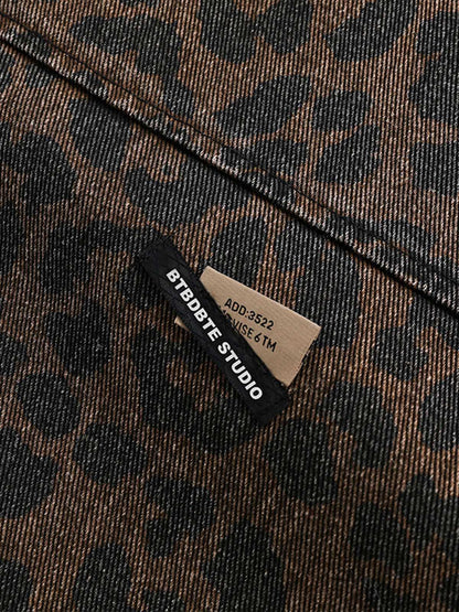 Vintage Washed Cheetah Denim Jacket 