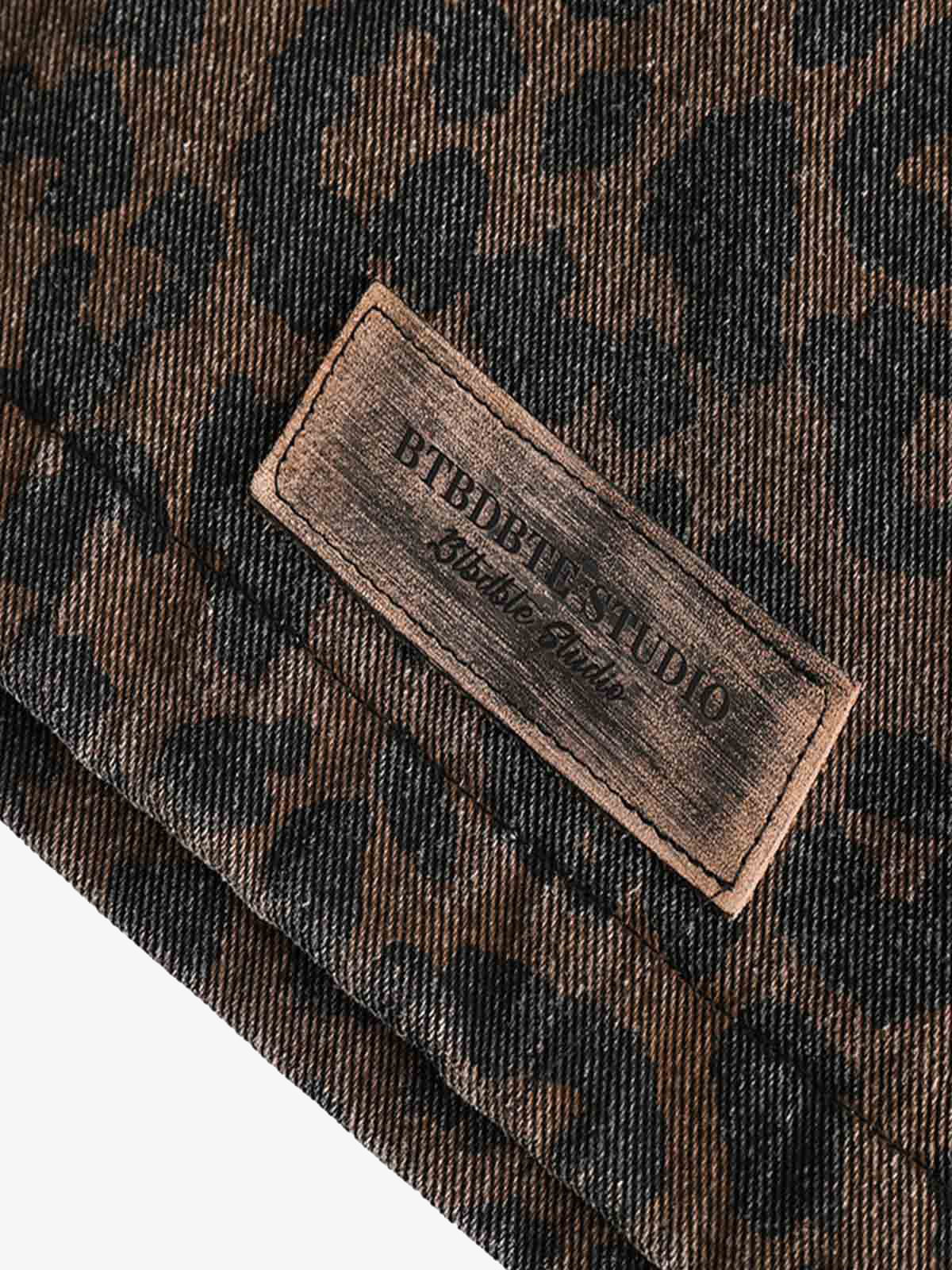 Vintage Washed Cheetah Denim Jacket 