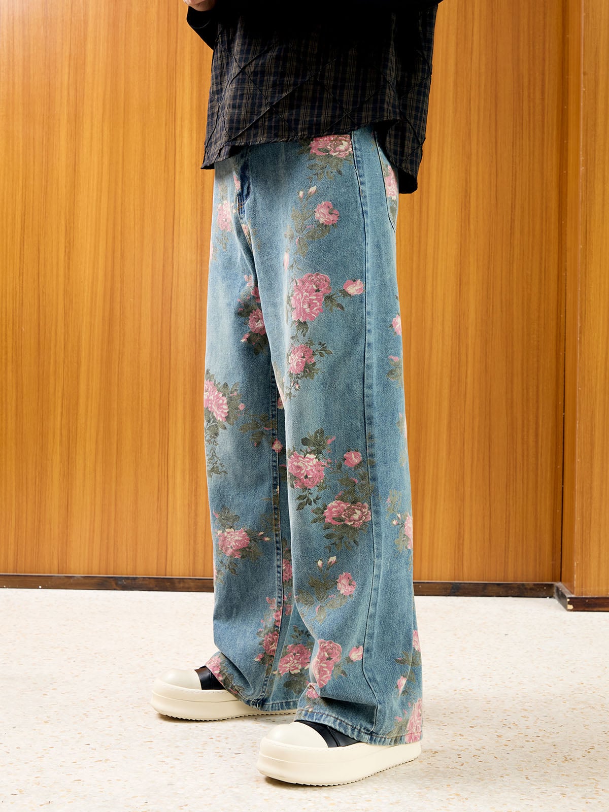 Thesupermade Floral Print Straight Jeans - 2409 