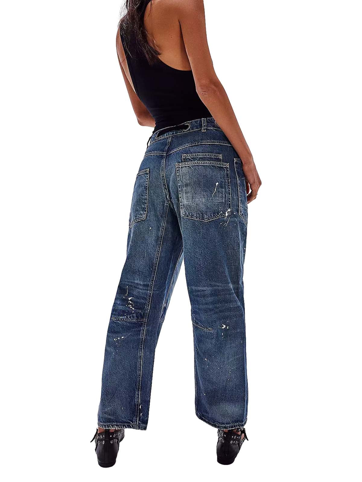 Thesupermade Drawstring Denim Patch Washed Jeans 