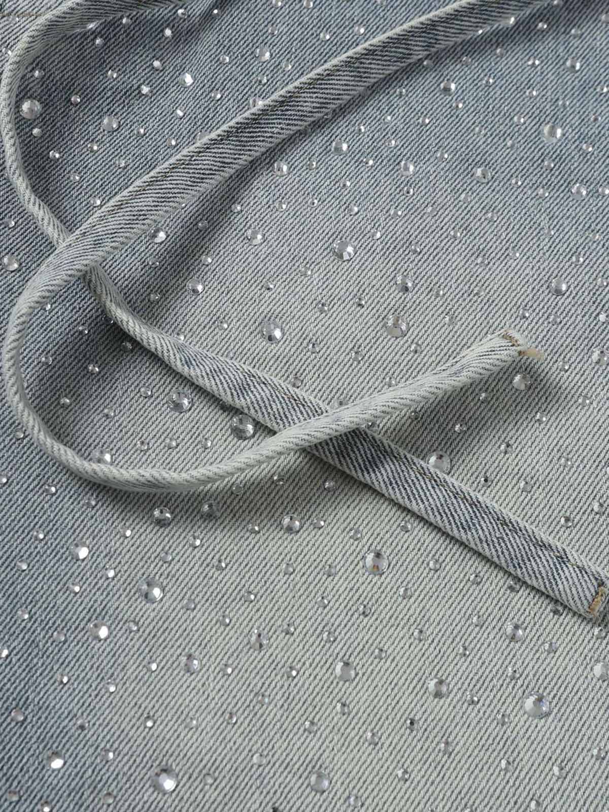 Distressed Rhinestone Denim Jorts - 2454 