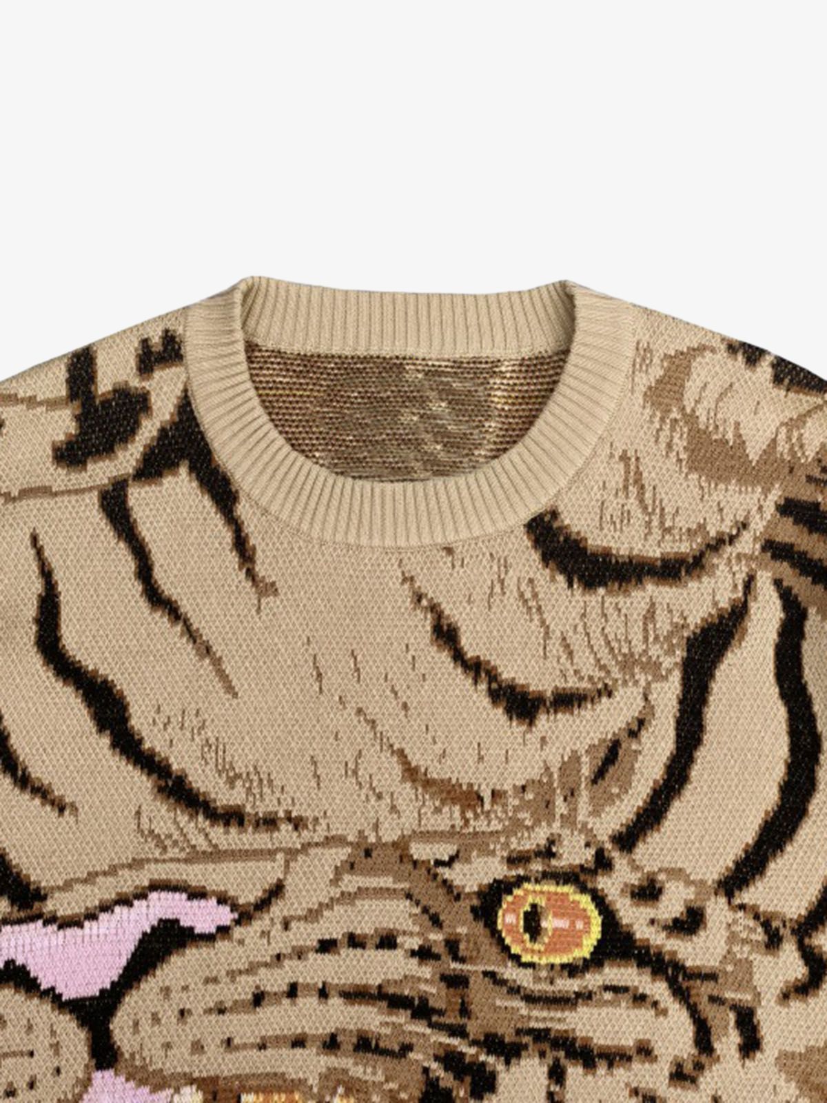 Tiger Crew Neck Knitted Sweater 