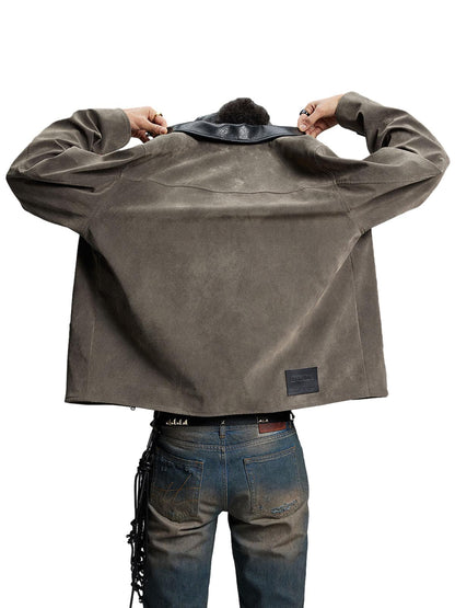 Retro Suede Detroit Motorcycle Jacket 