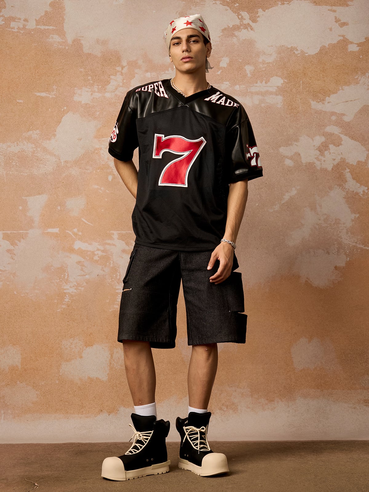 Original "SUPER 7" V-Neck Jersey T-SHIRT 